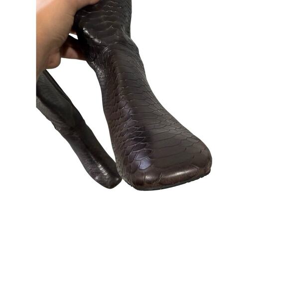 DONALD PLINER Two Tone Brown Black Leather Tall Zip Boots Annika Size 10M - Picture 9 of 11